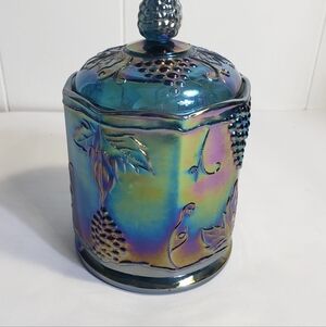 Vintage Carnival Glass Jar With Lid